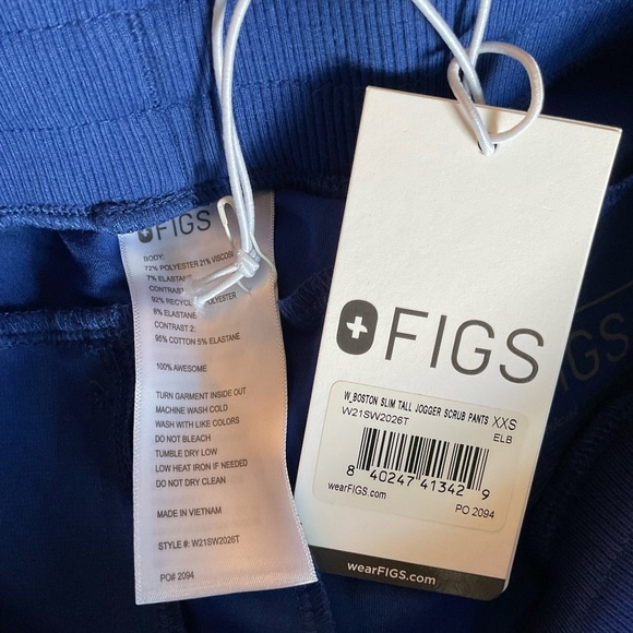 FIGS Women’s Slim Tall Boston Jogger Scrub Pants Blue Size XXST Medical Uniform - Picture 3 of 3